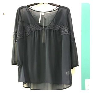 Lauren Conrad Sheer Peasant Top Large